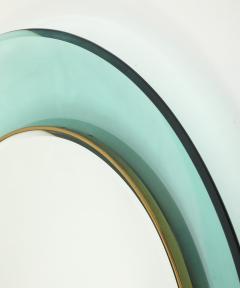 Max Ingrand Round Blue Green Beveled Glass Wall Mirror Model 1669 by Max Ingrand - 4732861