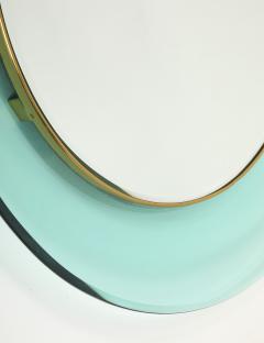 Max Ingrand Round Blue Green Beveled Glass Wall Mirror Model 1669 by Max Ingrand - 4732863