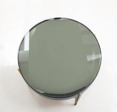 Max Ingrand Round Cocktail Table in Black Enameled Metal Brass and Green Grey Optical Glass - 2949678