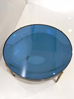 Max Ingrand Style Blue Optical Glass Cocktail Table - 3093771