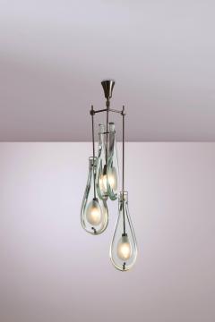 Max Ingrand Three Light Pendant in Green Nilo Glass by Max Ingrand Fontana Arte 1960s - 4486800