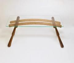 Max Kment Max Kment Mid Century Coffee Occasional Side Table Maple Rope Austria 1950s - 4064795