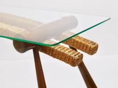 Max Kment Max Kment Mid Century Coffee Occasional Side Table Maple Rope Austria 1950s - 4064887