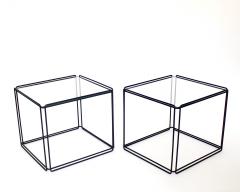 Max Sauze Pair of Max Sauze Isoceles Black Metal and Glass Side Tables or Coffee Tables - 2100722