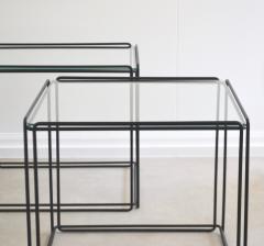 Max Sauze Pair of Mid Century Black Enameled Steel and Glass Side Tables - 3502955