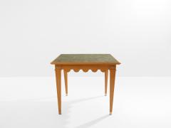 Maxime Old Maxime Old French oak wood brass green suede game table 1940 - 4599290