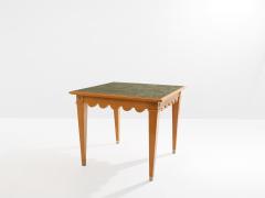 Maxime Old Maxime Old French oak wood brass green suede game table 1940 - 4599291