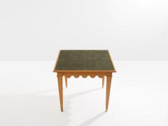 Maxime Old Maxime Old French oak wood brass green suede game table 1940 - 4599292