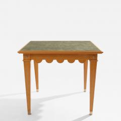 Maxime Old Maxime Old French oak wood brass green suede game table 1940 - 4601747