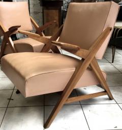 Maxime Old Maxime Old Style pair of slender 50s french lounge chairs - 1245224