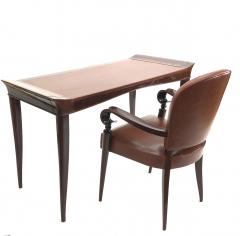 Maxime Old Maxime old exceptional slender mahogany desk and chair with leather top - 903131