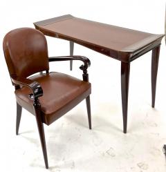 Maxime Old Maxime old exceptional slender mahogany desk and chair with leather top - 2408517