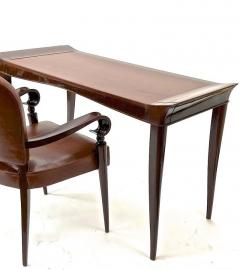 Maxime Old Maxime old exceptional slender mahogany desk and chair with leather top - 2408518