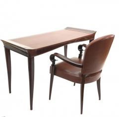 Maxime Old Maxime old exceptional slender mahogany desk and chair with leather top - 2408521