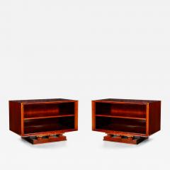 Maxime Old Pair of Mahogany and Gilt Bronze Nightstands or Side Cabinets by Maxime Old - 4716329