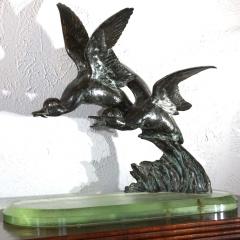 Maximilien Louis Fiot Maximilien Louis Fiot Bronze Ducks In Flight Sculpture - 3033956