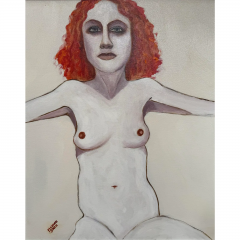 Maxine Smith Female Nude Portrait Oil Painting - 3499742