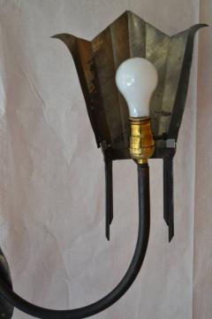 Mayan Revival Rare Pair of Art Deco Wrought Iron and Tin Floor Lamps circa 1928 - 569437