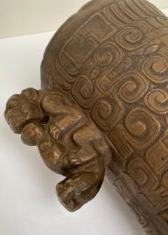 Mayan Style Bonze Carved Vase - 3411706