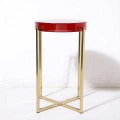 McCollin Bryan Modernist Lens Side Table in Ruby Lucite and Brass by McCollin Bryan - 3473890