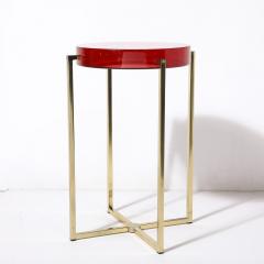 McCollin Bryan Modernist Lens Side Table in Ruby Lucite and Brass by McCollin Bryan - 3473900