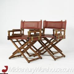 McGuire Mid Century Red Leather Directors Chairs Set of 4 - 2569731