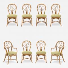McGuire San Francisco Rattan With Rawhide Dining Chairs Set Of 8 - 4597408