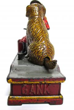 Mechanical Bank Speaking Dog ca 1885 with Original Wooden Box - 86718