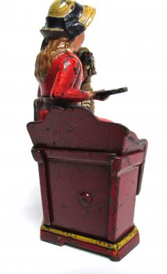 Mechanical Bank Speaking Dog ca 1885 with Original Wooden Box - 86720