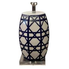 Mecox Gardens Blue White Modern Pottery Table Lamp - 4541943