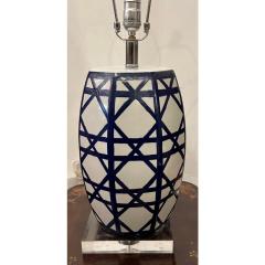 Mecox Gardens Blue White Modern Pottery Table Lamp - 4541944