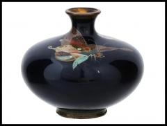 Meiji Japanese Cloisonne Enamel Butterfly Vase Attributed to Hayashi Kodenji - 3904157