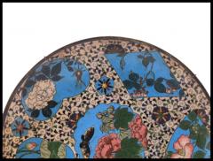 Meiji Japanese Cloisonne Enamel Charger Plate Blossoming Flowers Butterflies - 3903806