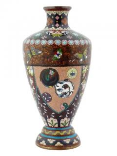 Meiji Japanese Cloisonne Enamel Medallions Design Vase - 4120381