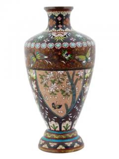 Meiji Japanese Cloisonne Enamel Medallions Design Vase - 4120387