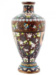 Meiji Japanese Cloisonne Enamel Medallions Design Vase - 4120396