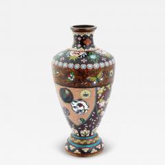 Meiji Japanese Cloisonne Enamel Medallions Design Vase - 4121264