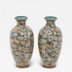 Meiji Japanese Cloisonne Enamel Millefiori Chrysanthemum Flowers Butterflies  - 3934292