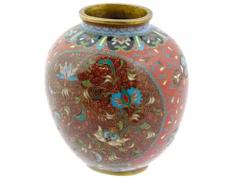 Meiji Japanese Cloisonne Goldstone Enamel Butterfly Vase - 4120368