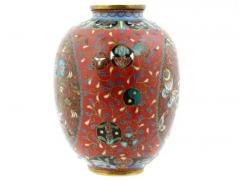 Meiji Japanese Cloisonne Goldstone Enamel Butterfly Vase - 4120370
