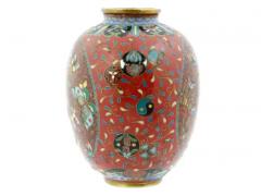 Meiji Japanese Cloisonne Goldstone Enamel Butterfly Vase - 4120371