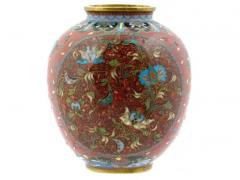 Meiji Japanese Cloisonne Goldstone Enamel Butterfly Vase - 4120372