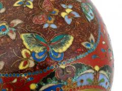 Meiji Japanese Cloisonne Goldstone Enamel Butterfly Vase - 4120408