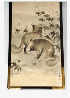 Meiji Period Scroll Painting of Foxes - 2198345