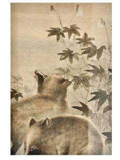 Meiji Period Scroll Painting of Foxes - 2198347