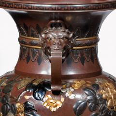 Meiji period rotating bronze and mixed metal vases - 800922