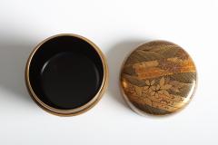 Mejiro Shunpan Tea Caddy with Maple Leaves and Flower Rafts 1970s - 3062860