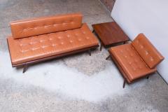 Mel Smilow Midcentury Walnut and Leather Lounge Chair and Ottoman by Mel Smilow - 1173391