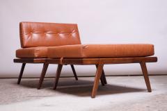 Mel Smilow Midcentury Walnut and Leather Lounge Chair and Ottoman by Mel Smilow - 1173397