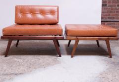 Mel Smilow Midcentury Walnut and Leather Lounge Chair and Ottoman by Mel Smilow - 1173400